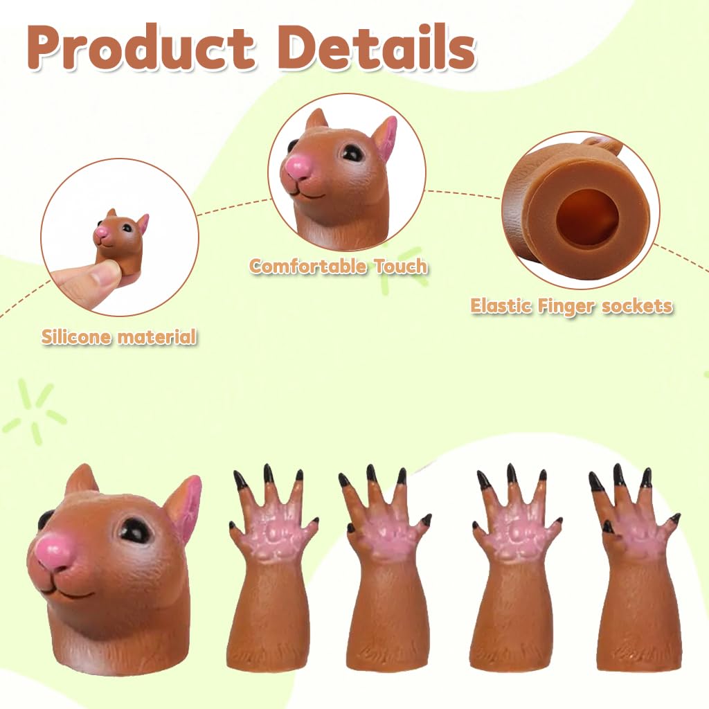 PATPAT Cartoon Squirrel Finger Toys 5PCS for Storytelling with Soft PVC | Kids Learning Play