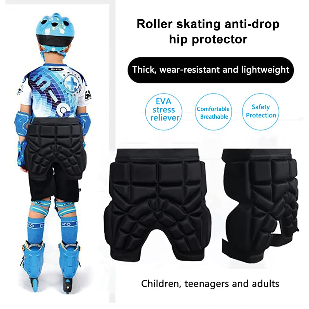 Optifit Children Sports Butt Pad for Ski and Skate with Soft EVA Foam | Black 2PCS