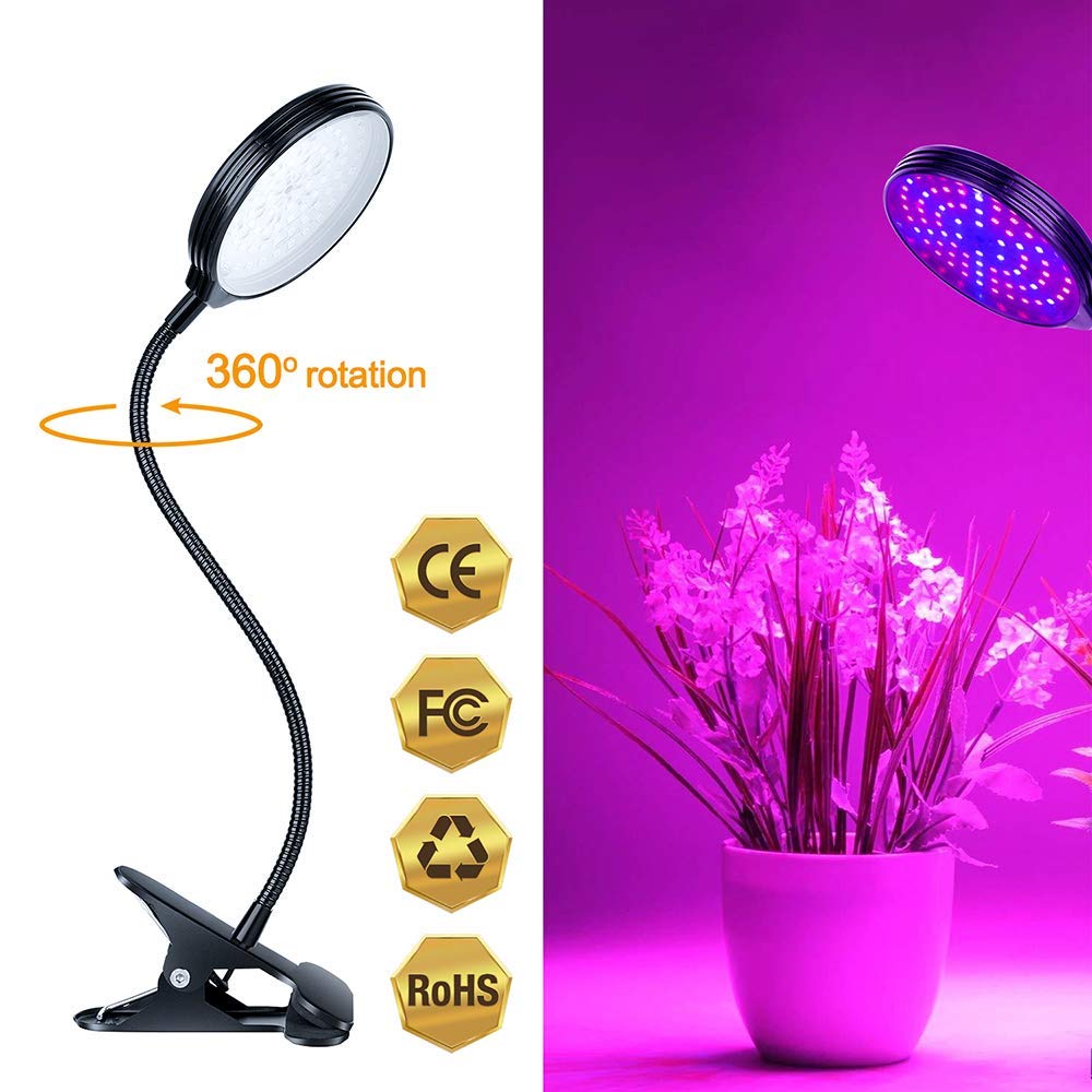 HASTHIP® Led Grow Light for Indoor Plant with 5 Gear Adjustable,USB Rechargable Remote Control Plant Grow Lights,Led Grow Light Bulb Can 360° Adjustment for Living Office(1 Head)