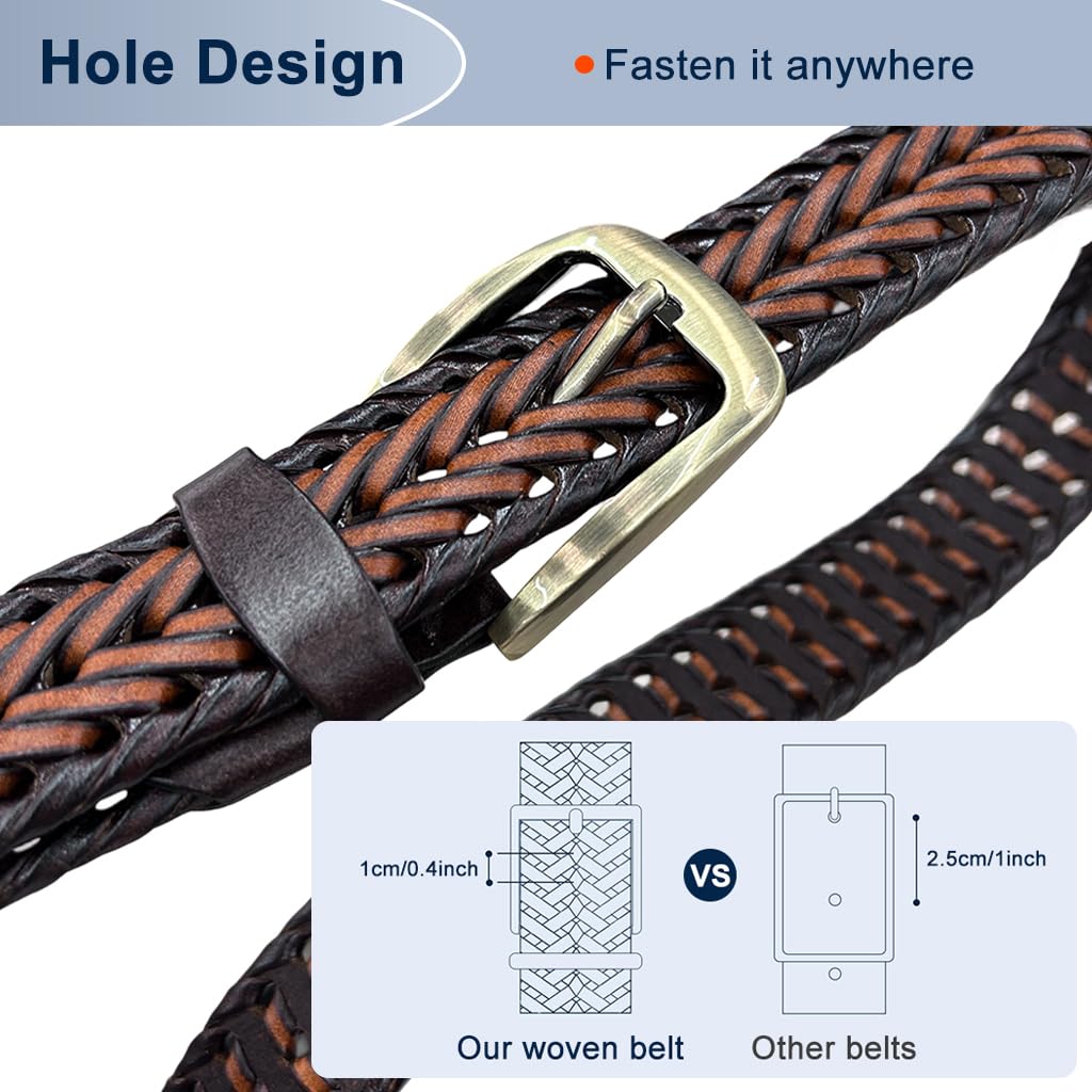 GUSTAVE Belts for Men featuring Braided PU Leather and Alloy Buckle | 125CM Adjustable Fit