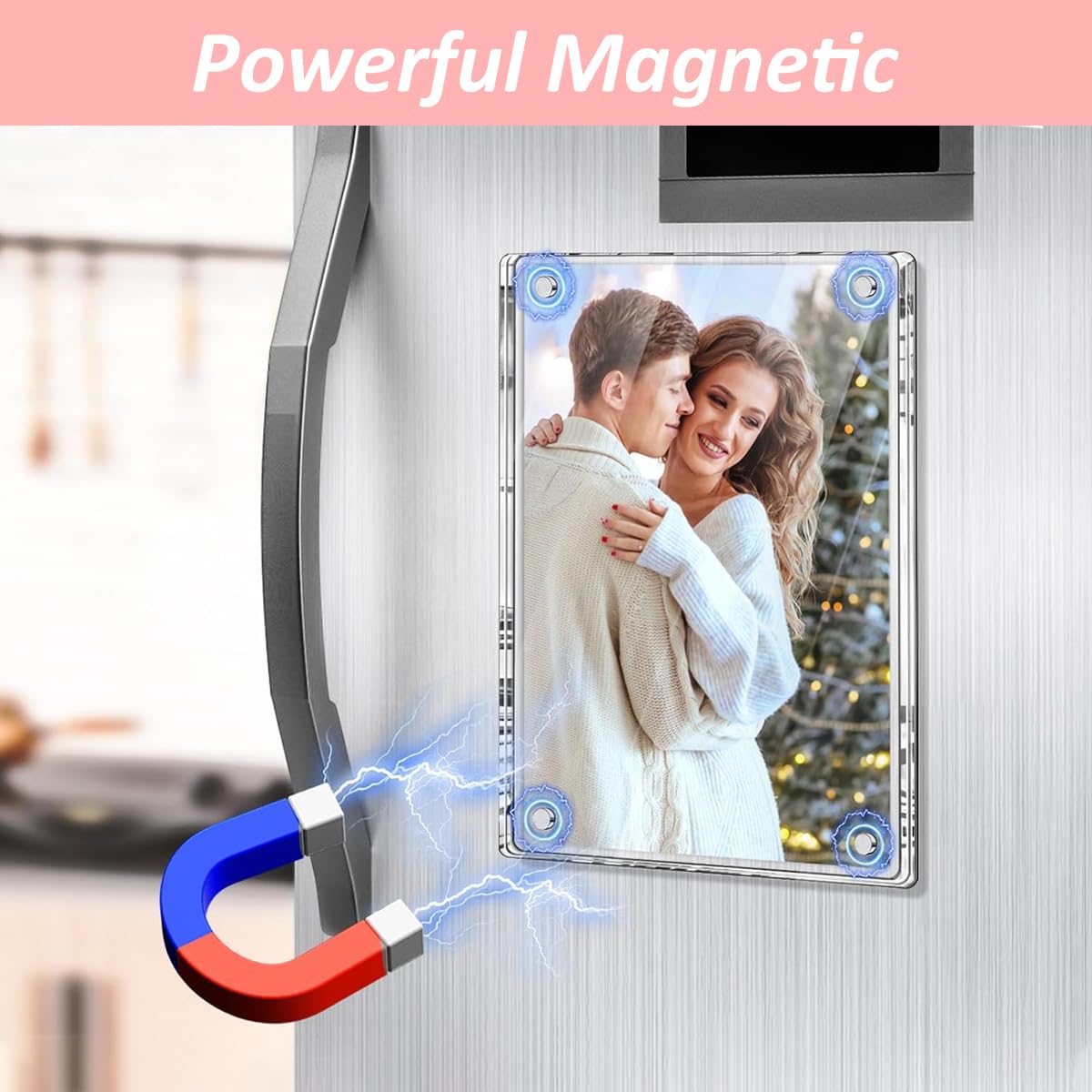HASTHIP Rectangular Photo Frame for Refrigerator 2.36x3.54 in with Strong Magnetic Hold | Clear Acrylic Pack of 6