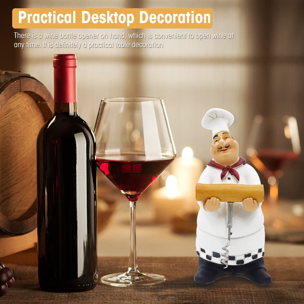 HASTHIP French Chef Figurine for Dining Table with Wine Opener and Resin Build | 20.5cm Decor