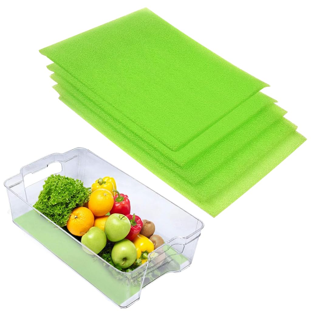 Supvox® 5-Pack Fridge Mat - 12x15 Inches Fruit & Veggie Life Extender Liner for Fridge Refrigerator Drawers, Extends The Life of Your Produce & Prevents Spoilage, Protects Drawers, Easy Trim Fit