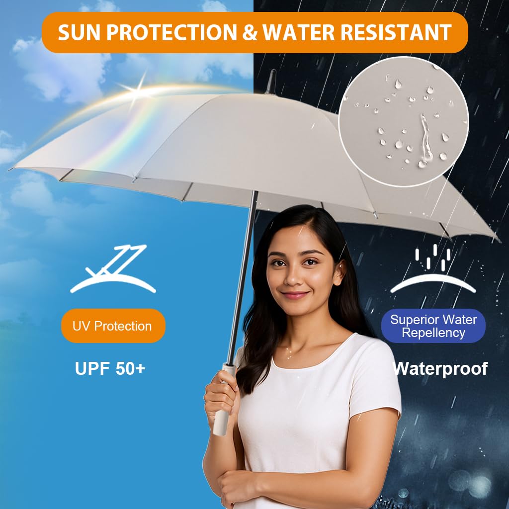 PALAY Big Umbrella for Men with 132cm Canopy and Auto One Touch Open | 8 Fiber Ribs Windproof Oxford Sun Protection