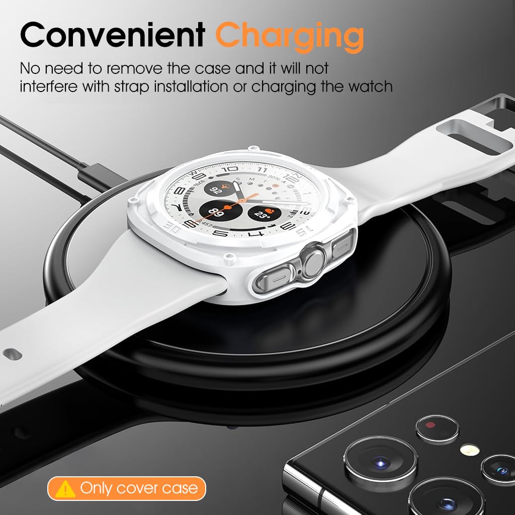 ZORBES® Rugged Bezel Case for Samsung Galaxy Watch Ultra Screen Protector 47mm - Soft TPU Bumper Face Cover for Galaxy Watch 7 Ultra 47mm Accessories