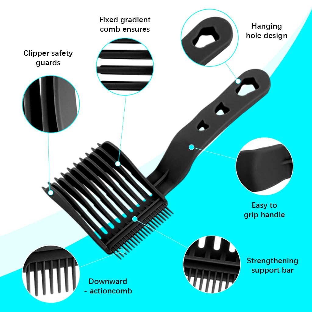 MAYCREATE Fade Comb for Men with Dual Teeth and Curved Neck | Durable Plastic Barber Set