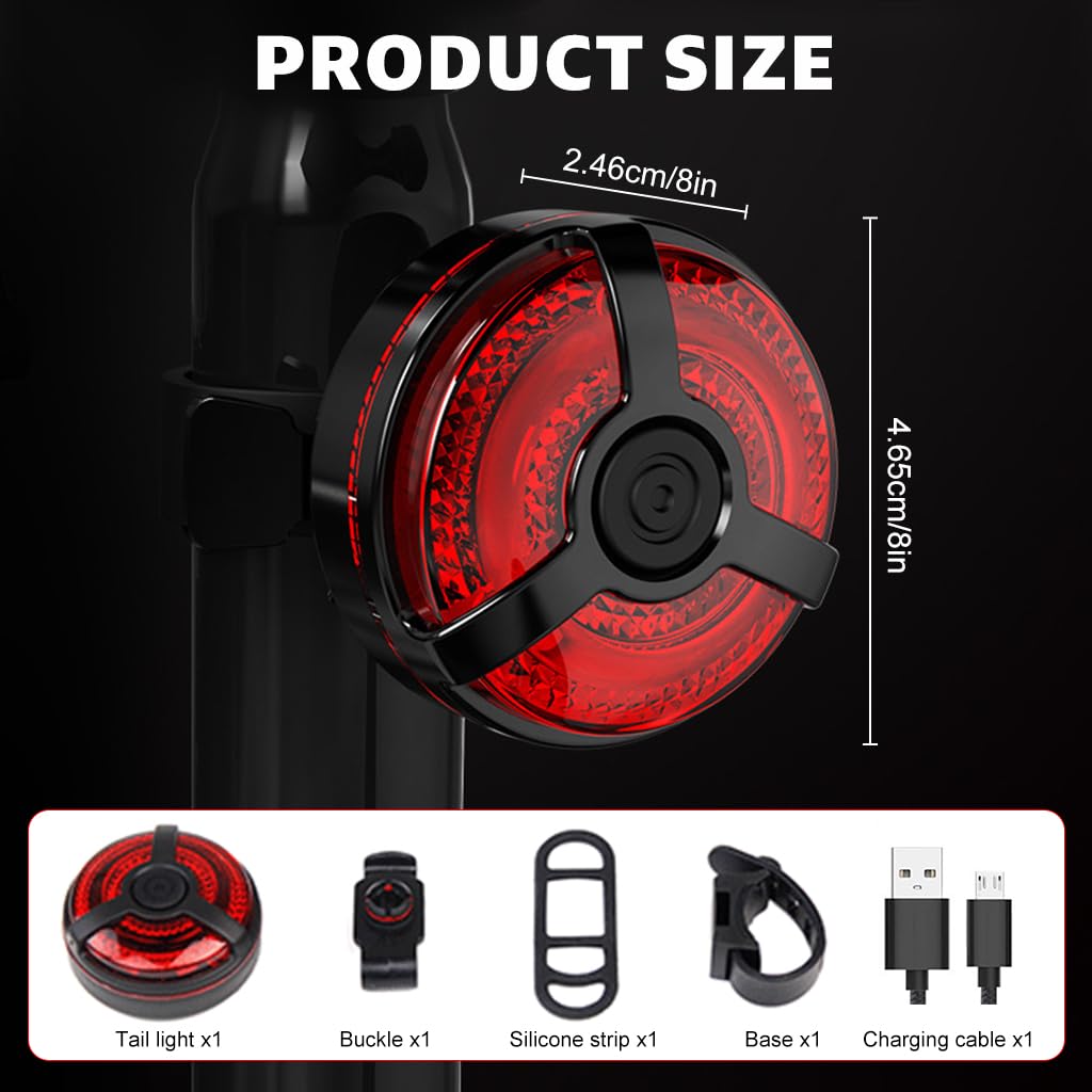 Proberos® USB Bike Light High Brightness Red LED Rear Light IPX4 Waterproof Bike Tail Light Outdoor Riding Safety Red Warning Light with 5 Lighting Mode, Up to 7-15 Hours Prolonged Illumination