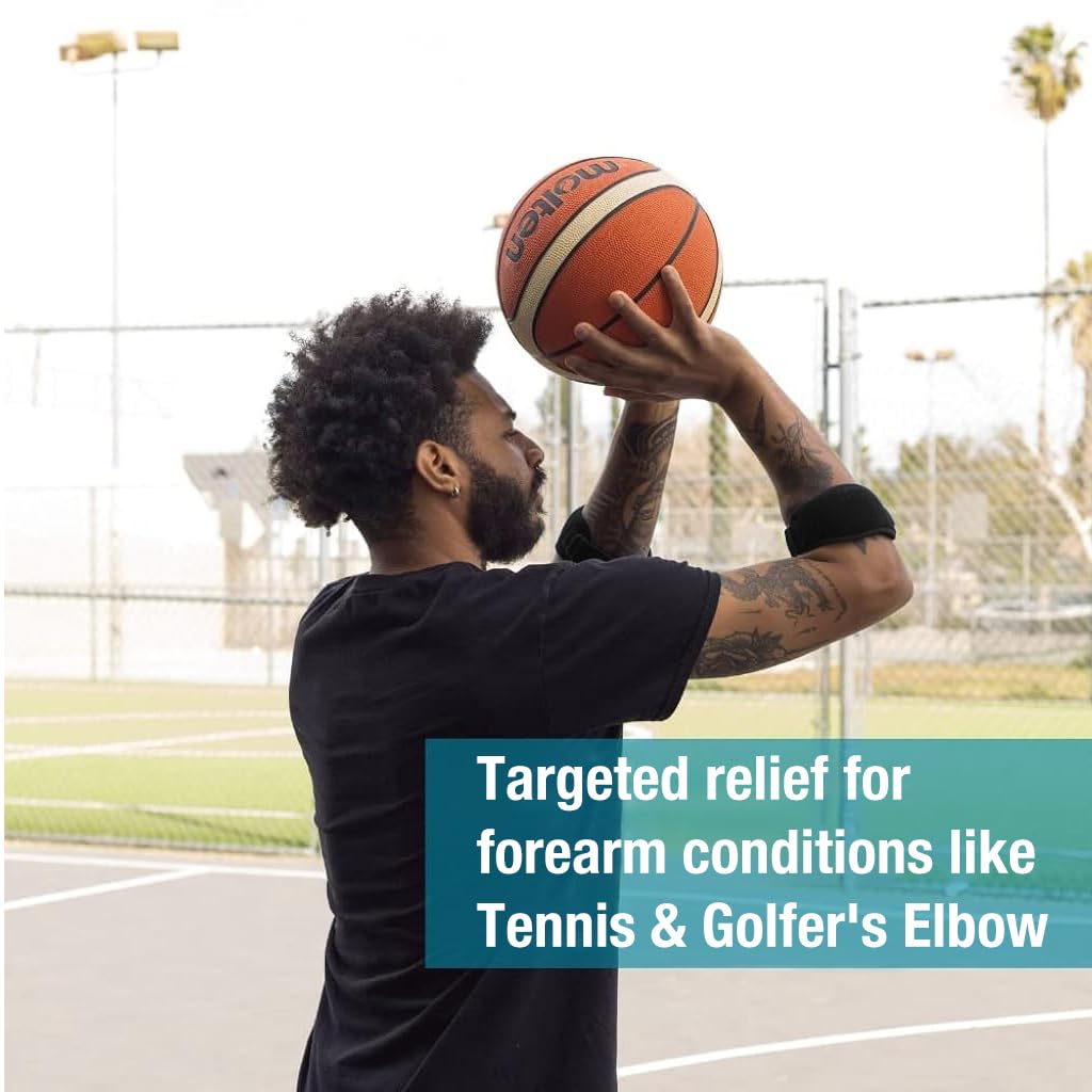 PROBEROS Tennis Elbow Support for Pain Relief with Adjustable Compression Pad | Breathable Non Slip Strap