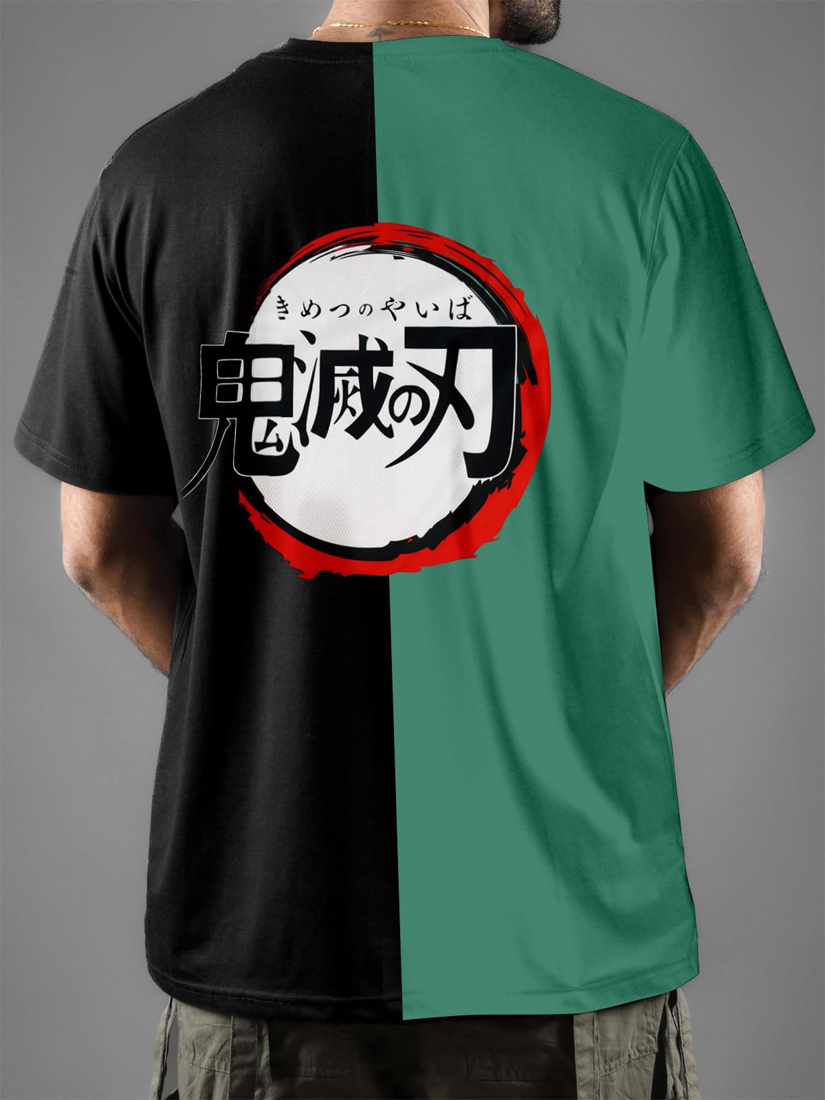 FANCYKU Demons Slayer T Shirt featuring 3D Tanjiro Kamado Print with 48.82 in Bust | Green 4XL