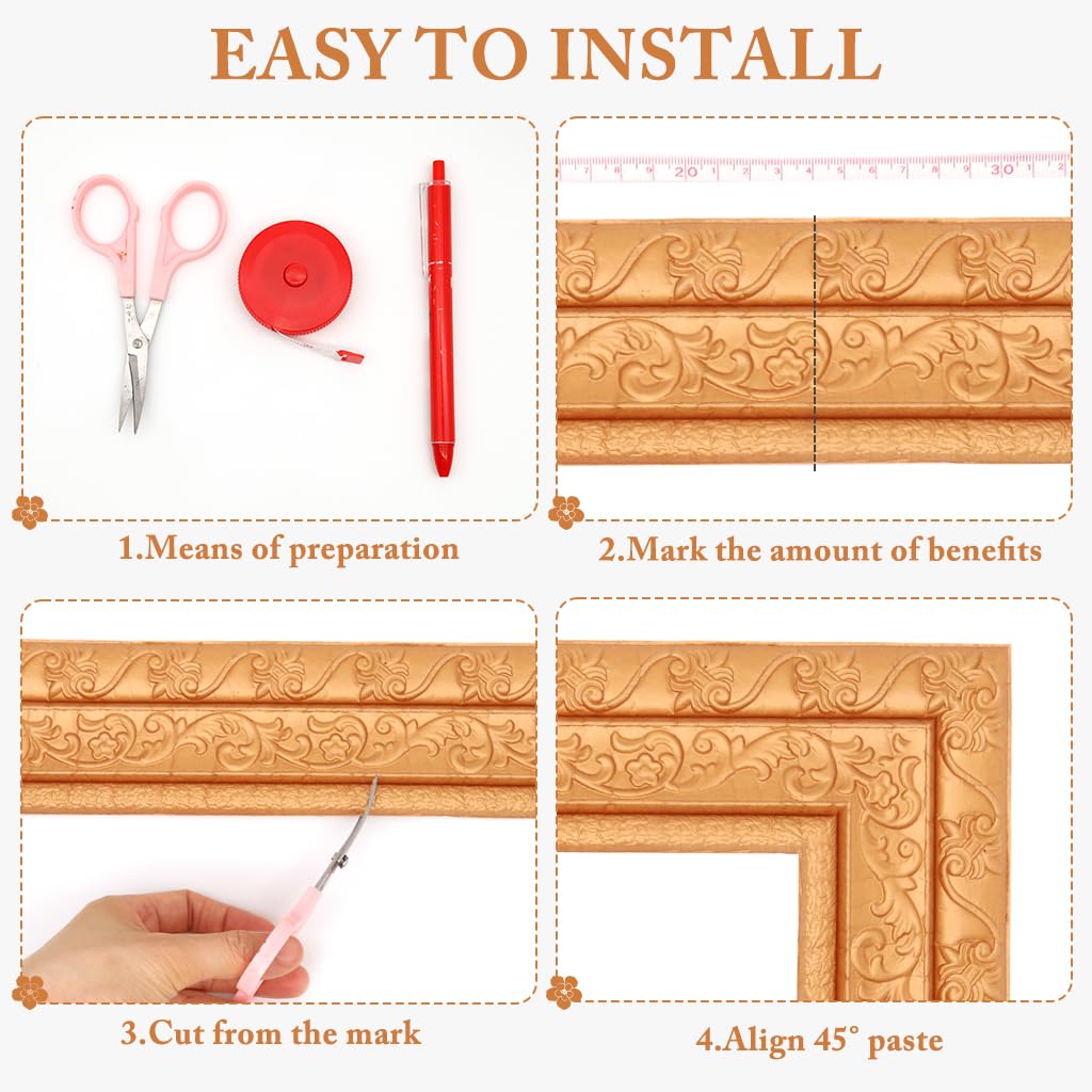 HASTHIP Peel Stick 3D Foam Molding Trim for DIY Wall Edging featuring XPE Foam 2.3 m x 7.8 cm Brown