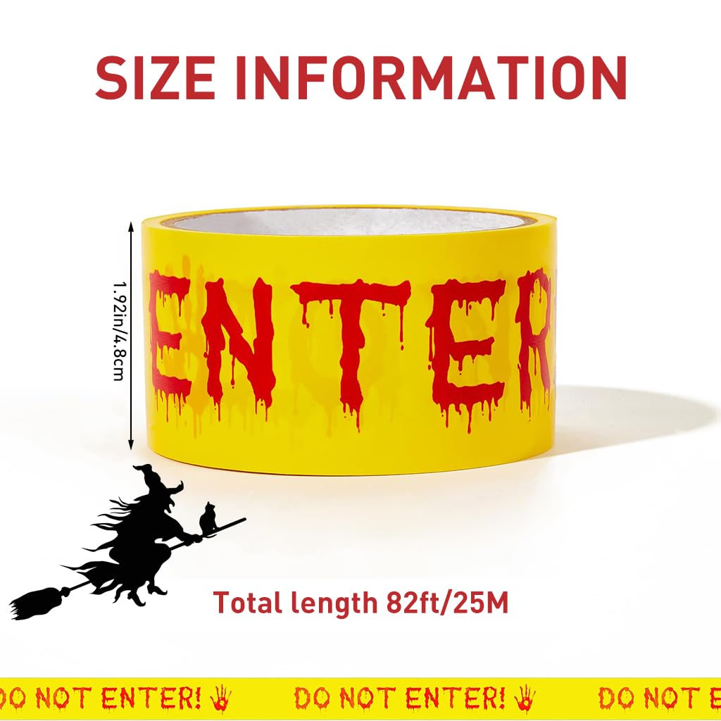 PATPAT® Halloween Decoration Safety Warning Tape Roll, Yellow Caution Do Not Enter Halloween Decorations Caution Tape Zombie Haunted House Decor for Halloween Party Decoration Indoor Outdoor 4.8cmx25m
