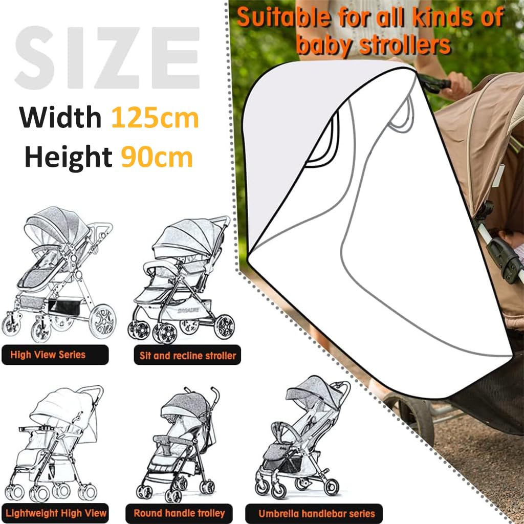 SNOWIE SOFT Baby Stroller Rain Cover for Outdoor Use with Air Vent and EVA Waterproof Protection