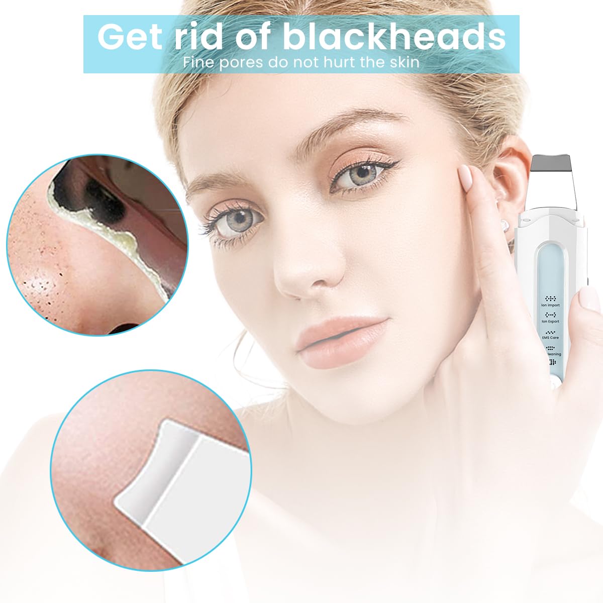 HANNEA Ultrasonic Face Skin Scrubber for Deep Pore Cleaning with 28000Hz EMS Lifting | USB Rechargeable Facial Spatula for Skincare