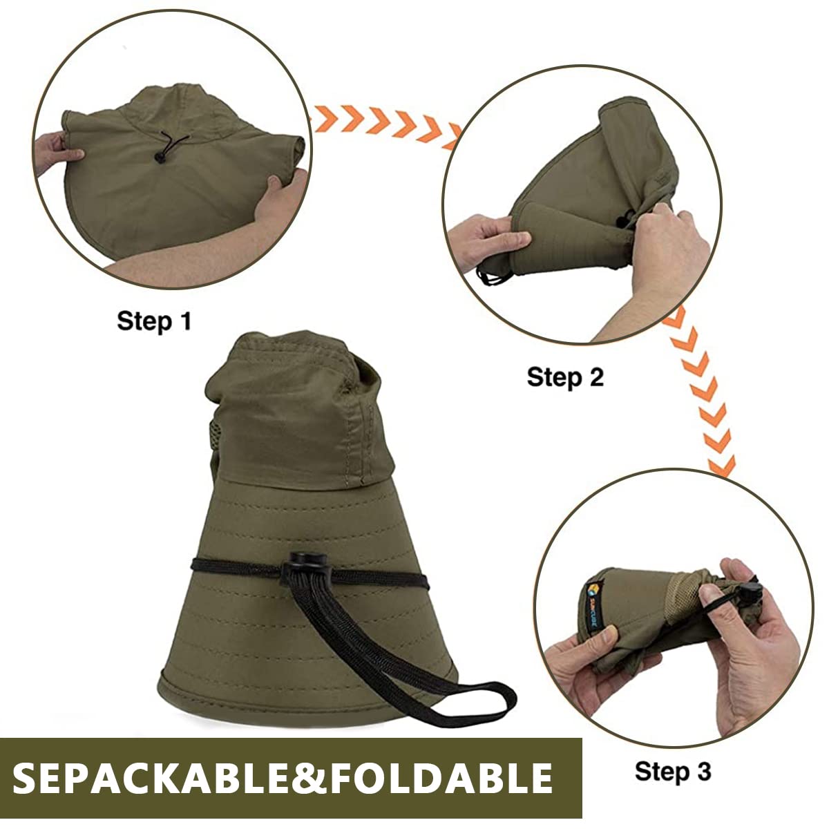 Gustave Wide Brim Summer Cap for Hiking and Fishing with 4 in Brim & 8.5 in Neck Flap | UPF50 Sun Protection Hat