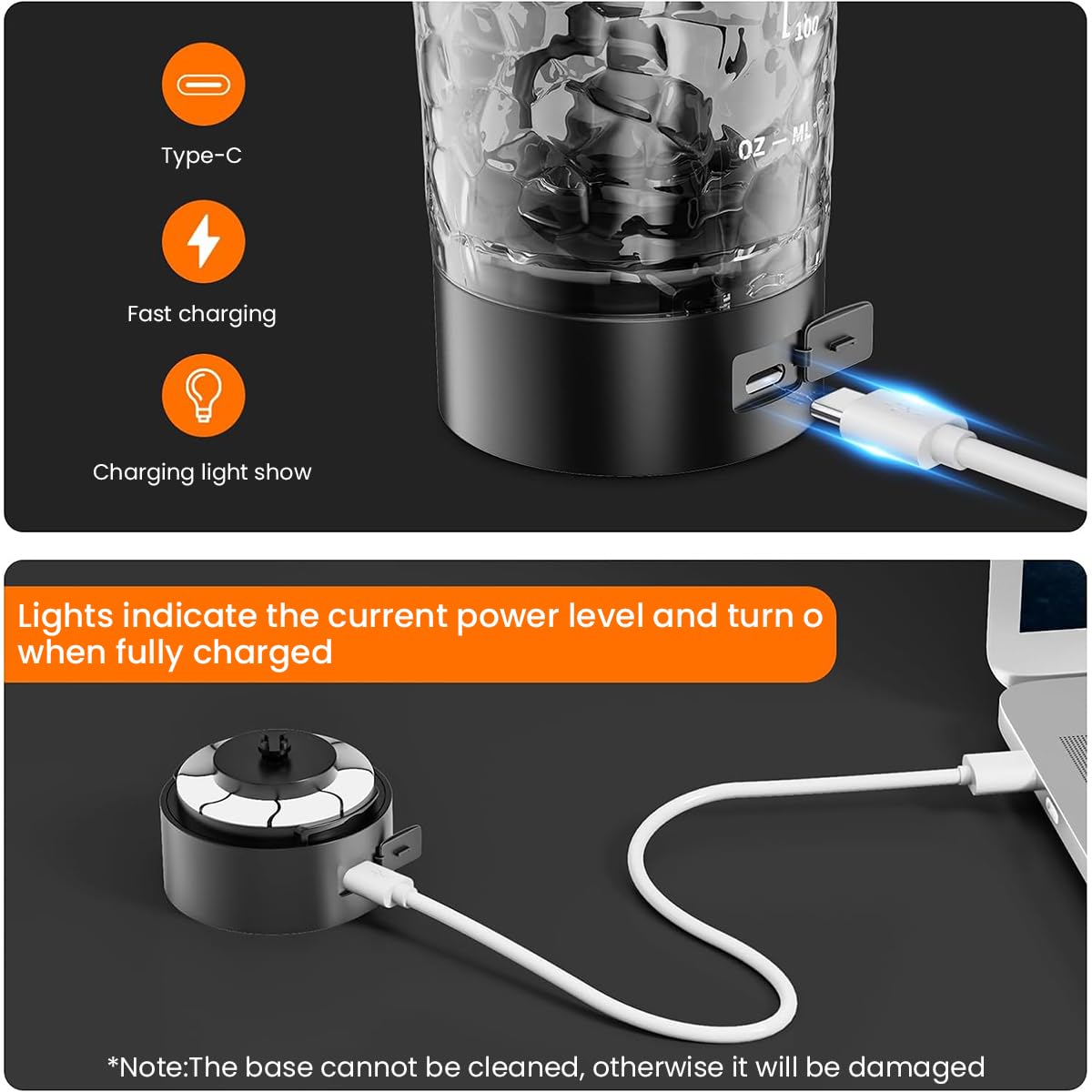 HASTHIP Electric Shaker Bottle for Protein Shakes with 30s Auto Stop | 450ml USB Rechargeable BPA Free Mixer