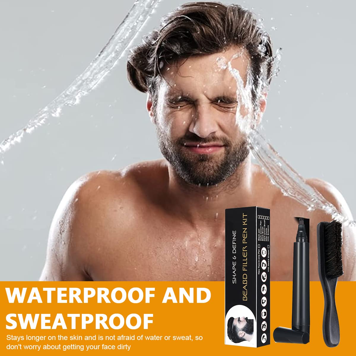 MAYCREATE Beard Color for Men with Four Fork Tip and Wooden Brush | Natural Beard Filler