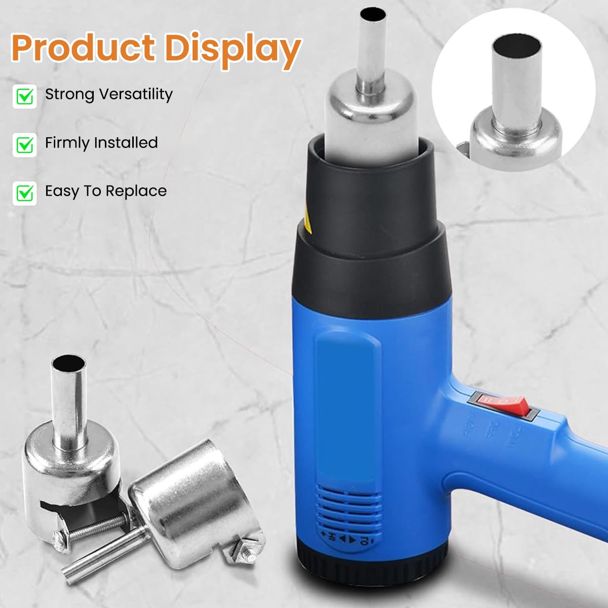 Serplex Hot Air Gun Nozzles 8pcs with Screw Lock Attachment for 3–12mm Precision Work