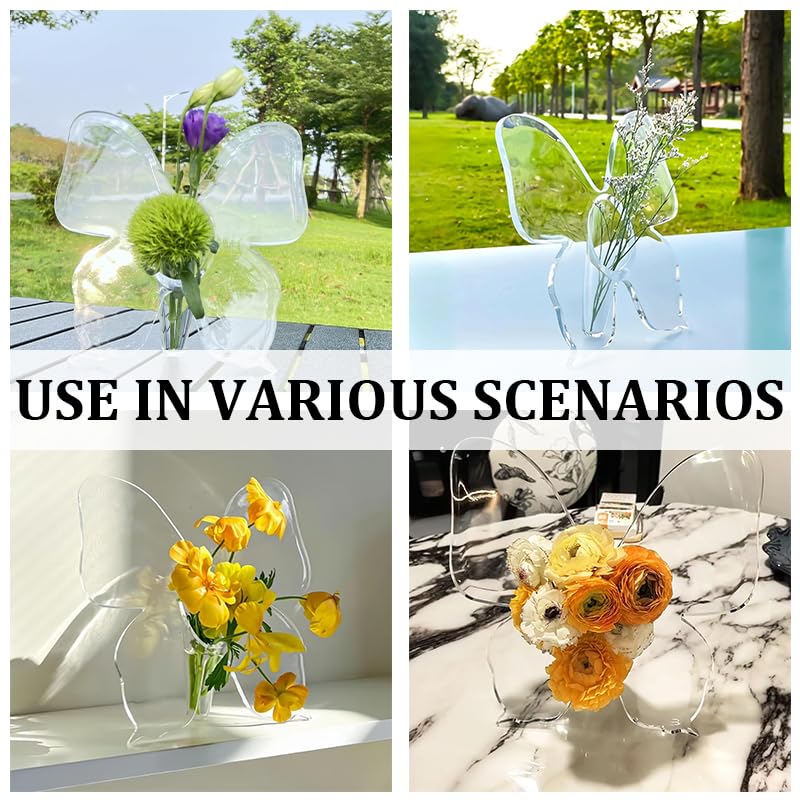 HASTHIP Clear Acrylic Butterfly Vase for Home and Office Decor | Hydroponic Flower Display