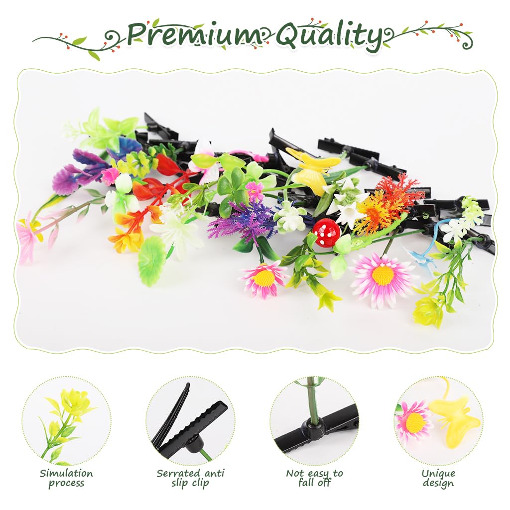 MAYCREATE Hair Clips for Women with 30 Floral Plant Designs and Metal Pins | Cute Gift Set