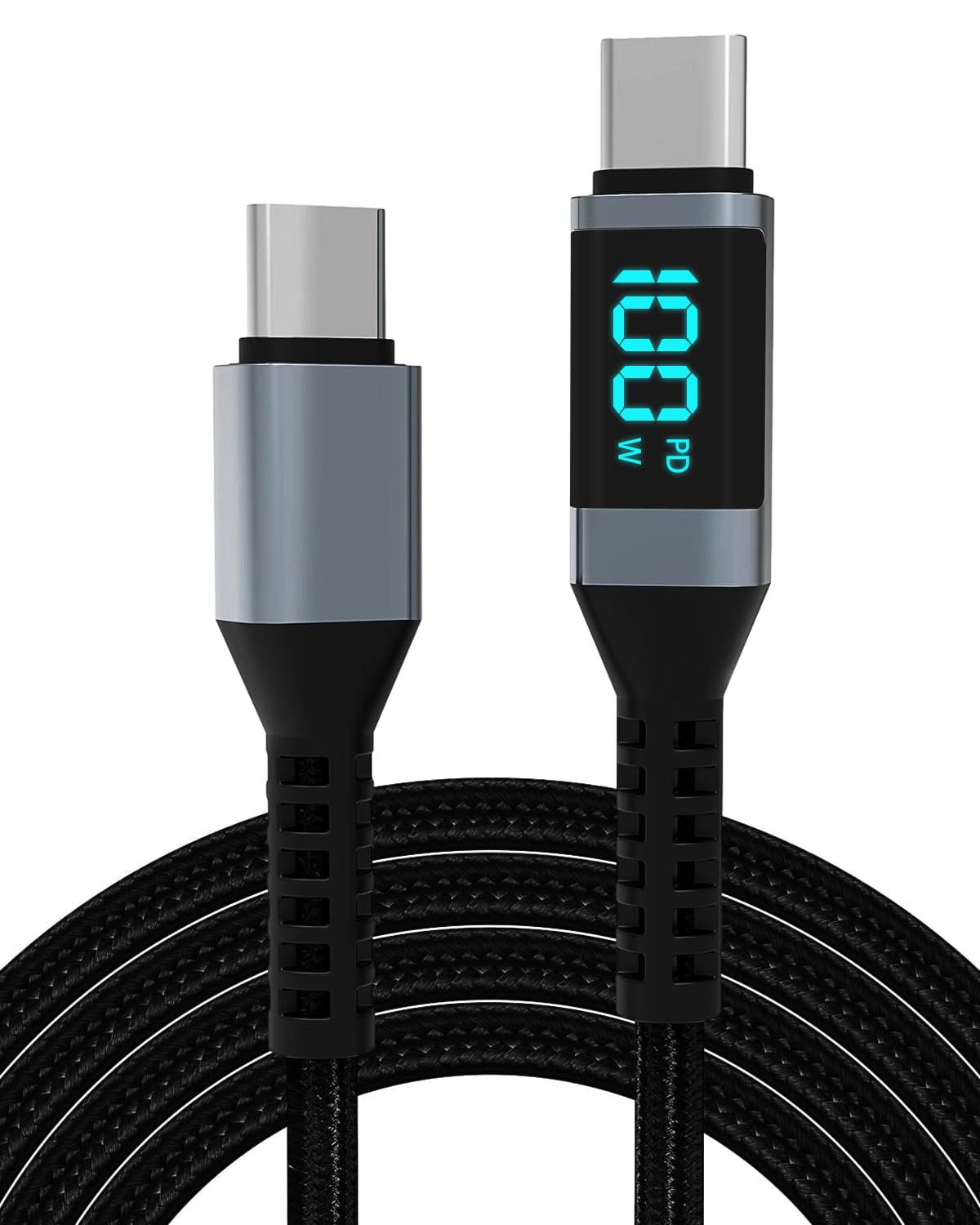 Verilux® Type C to Type C Cable, 3.9Ft USB Type C Cable with LCD Display 100W Fast Charging & Data Transfer Male to Male C Type Extension Cable Compatible with MacBook Pro/iPad Pro/iPad Air/GalaxyS20