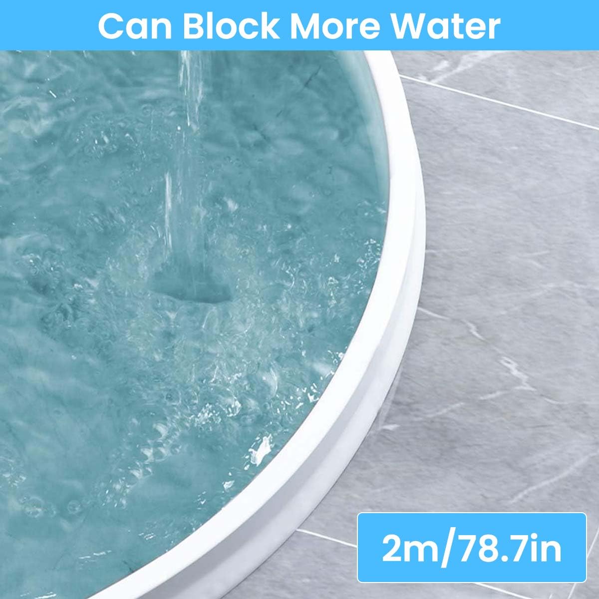 HASTHIP Shower Threshold Water Dam for Bathroom and Kitchen featuring 39 in Silicone Strip | Flexible White Barrier to Prevent Water Leaks