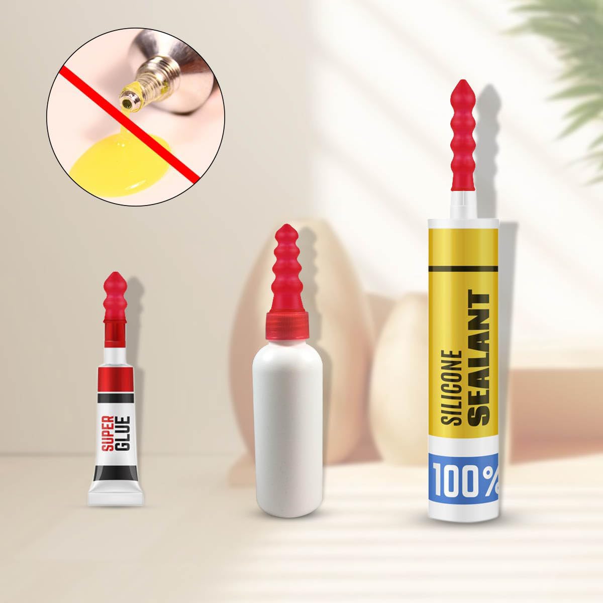 Serplex Caulk Applicator Nozzle Caps 20 Pcs for Caulking Guns with Elastic Silicone Seal | Mess Free Storage