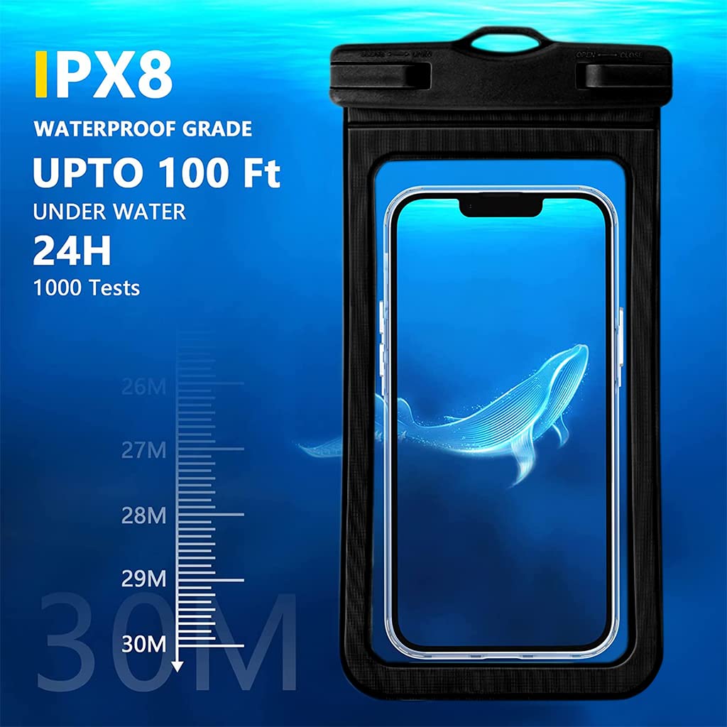 Waterproof Mobile Pouch for Beach and Swimming with Snap Lock Design & IPX8 Seal | Fits 6.9 in Phones