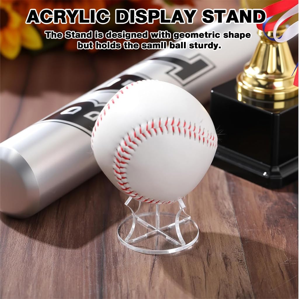 Proberos Acrylic Ball Stand Holder for Sports Collectibles 4 Pcs Set with UV‑Resistant Clear Design
