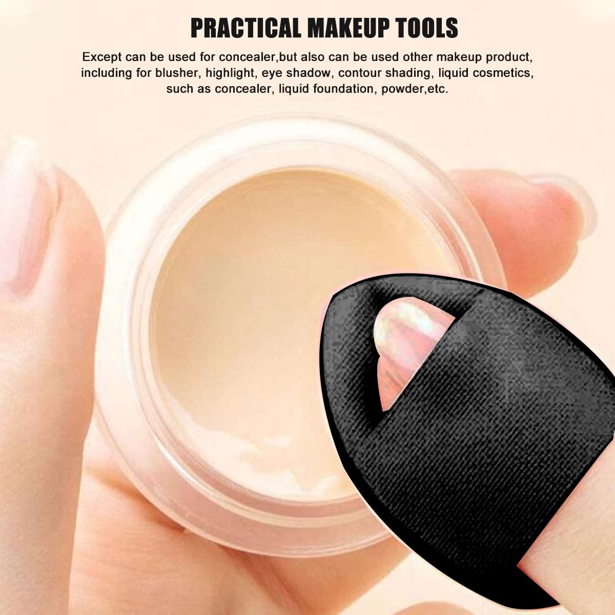 MAYCREATE 10pcs Makeup Powder Puff for Women Beauty Blender Makeup Sponges Mini Finger Puff, Concealer Brush Alternatives, Makeup Blender for Nose Around,Freckles,Eye Bags(black)