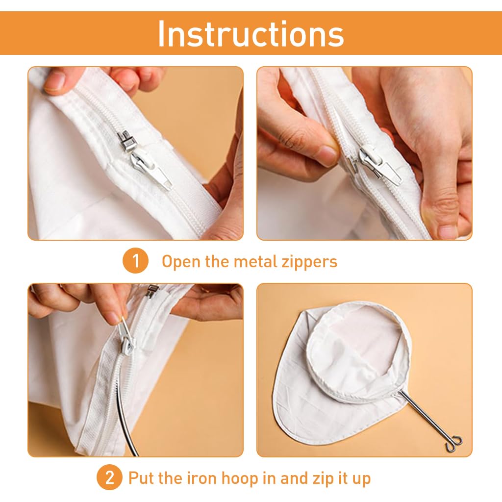 Supvox Kitchen Nut Milk Bag Thai Tea Strainer Reuseable Fabric Straining Bag with Stainless Steel Handle Detachable Straining Bag Design Utility Straining Bag for Milk Tea, Cheese-Making