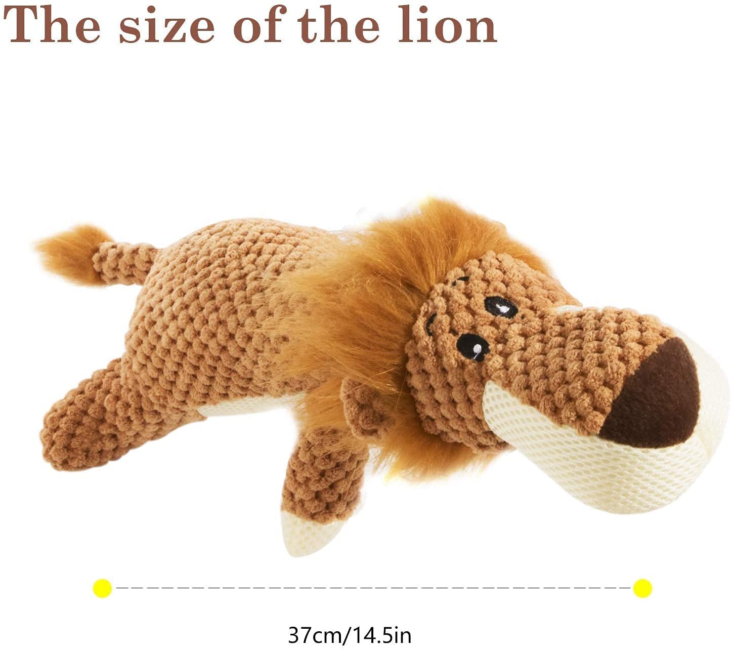 Qpets Dog Toys for Small and Medium Dogs featuring Squeaky Plush Lion 15 Inch | Teeth Cleaning Chew Toy