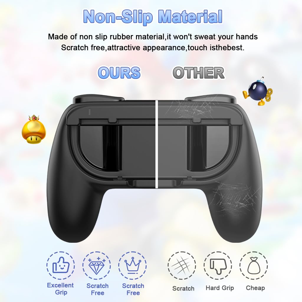 ZORBES Joy-Con Grips for Nintendo Switch 2 with Ergonomic Anti-Slip Handles | 2 Pack Black