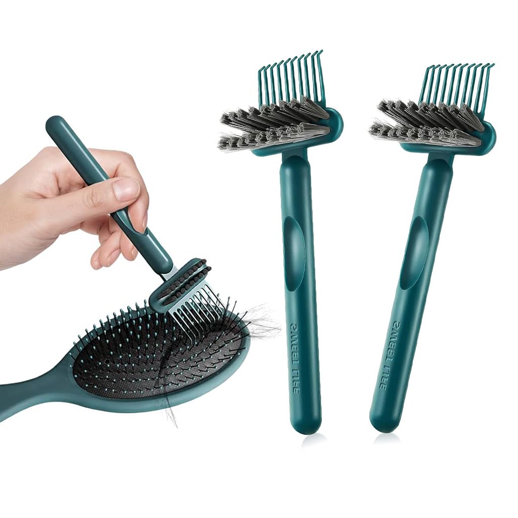 ZIBUYU® Comb Cleaning Brushes Professional Soft Brush for Hair Remover 2-In-1 Design Mini Comb Hair Cleaner Tool, Easy to Use Hair Brush Cleaning Tool, Hair Brush Cleaner for Removing Hair & Dust - 2