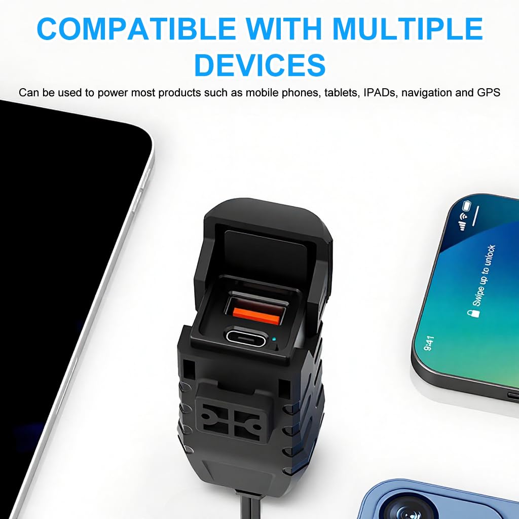 ZORBES Motorcycle USB Charger with Dual Port Waterproof Design for 12V 24V Handlebar Mount