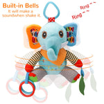 PatPat Baby Animal Stuffed Hanging Rattle Toys for 0-3 Years Old Newborn Crib Bay Bed AroundToys Rattle Sound -Elephant