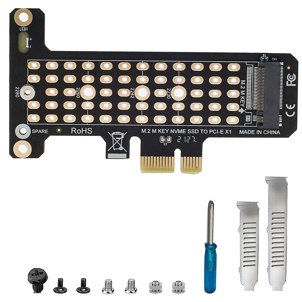 Verilux® NVMe Adapter, M.2 PCIE 4.0 x1 Adapter, M.2 NVME to PCIE 4.0 Adapter Card for M.2 (M Key) 2230, 2242, 2260, 2280 Size M.2 NVME SSD, Support PCIe x1 x4 x8 x16 Slot, Adapter Graphic Card