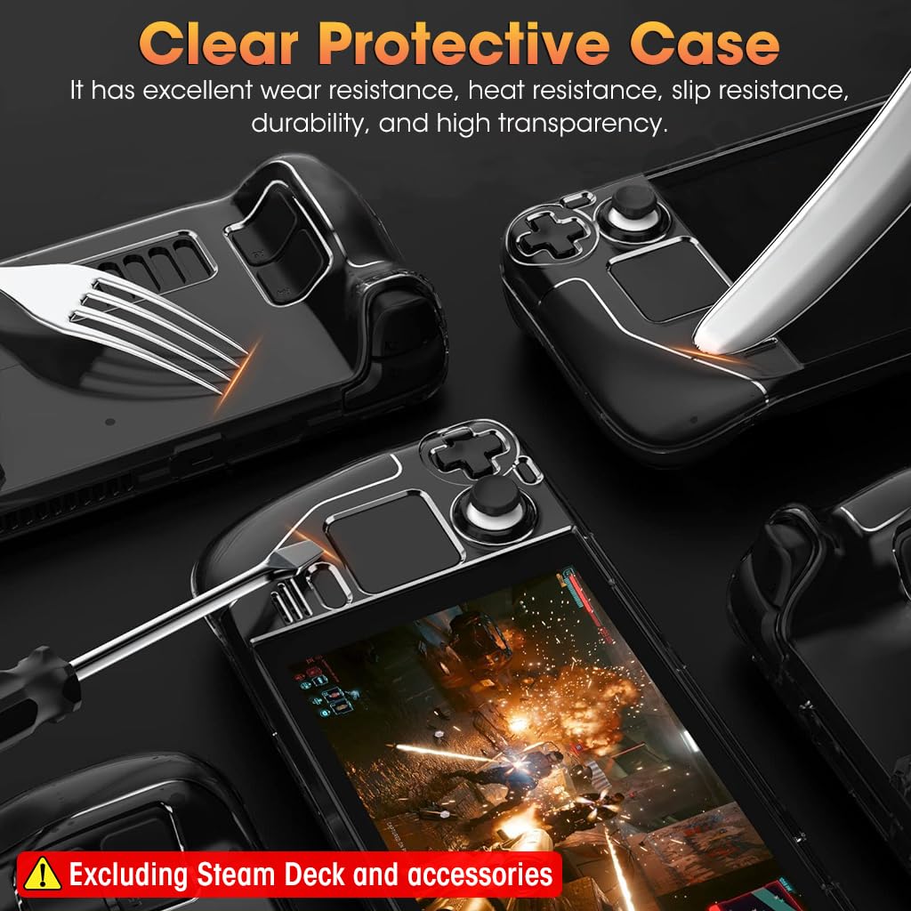 Zeitel Steam Deck Protective Case with Ergonomic Kickstand and Transparent PC Cover | Full Anti‑Scratch Protection