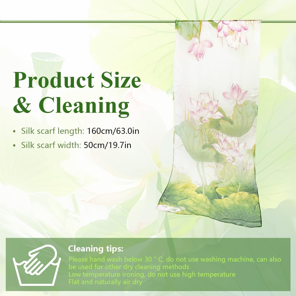 PALAY Shawl Scarf for Women with Lotus Print and Silk Like Polyester Fabric 50×160 cm | Elegant All Season Wrap