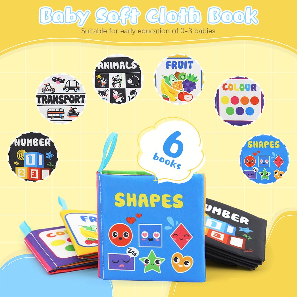 SNOWIE SOFT Cloth Books for Babies with 6 Themed Learning Sets | Sensory Toys 0–3 Years