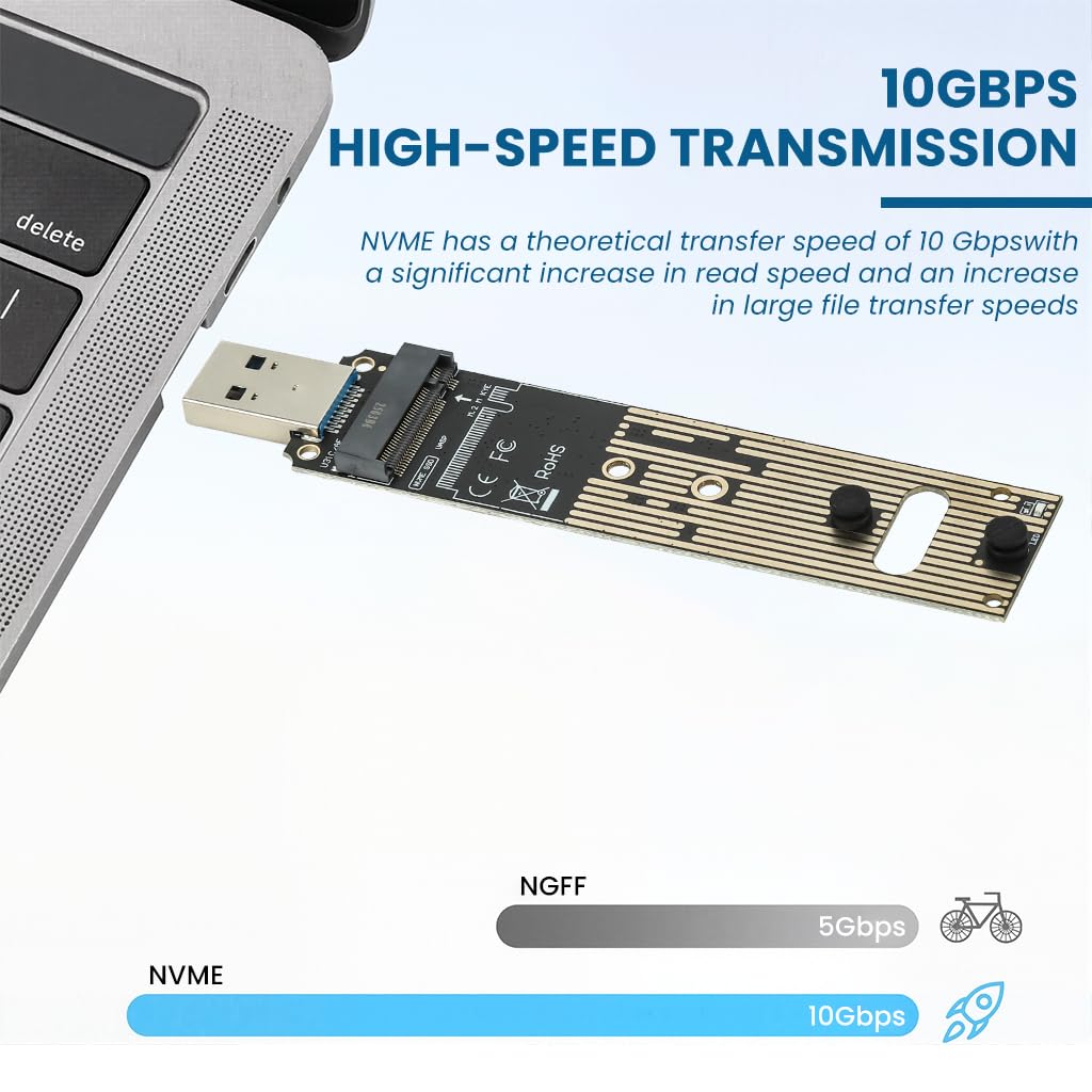 ZORBES M.2 to USB Adapter for NVMe SSDs with 10Gbps USB 3.1 Gen2 Speed | Supports 4TB