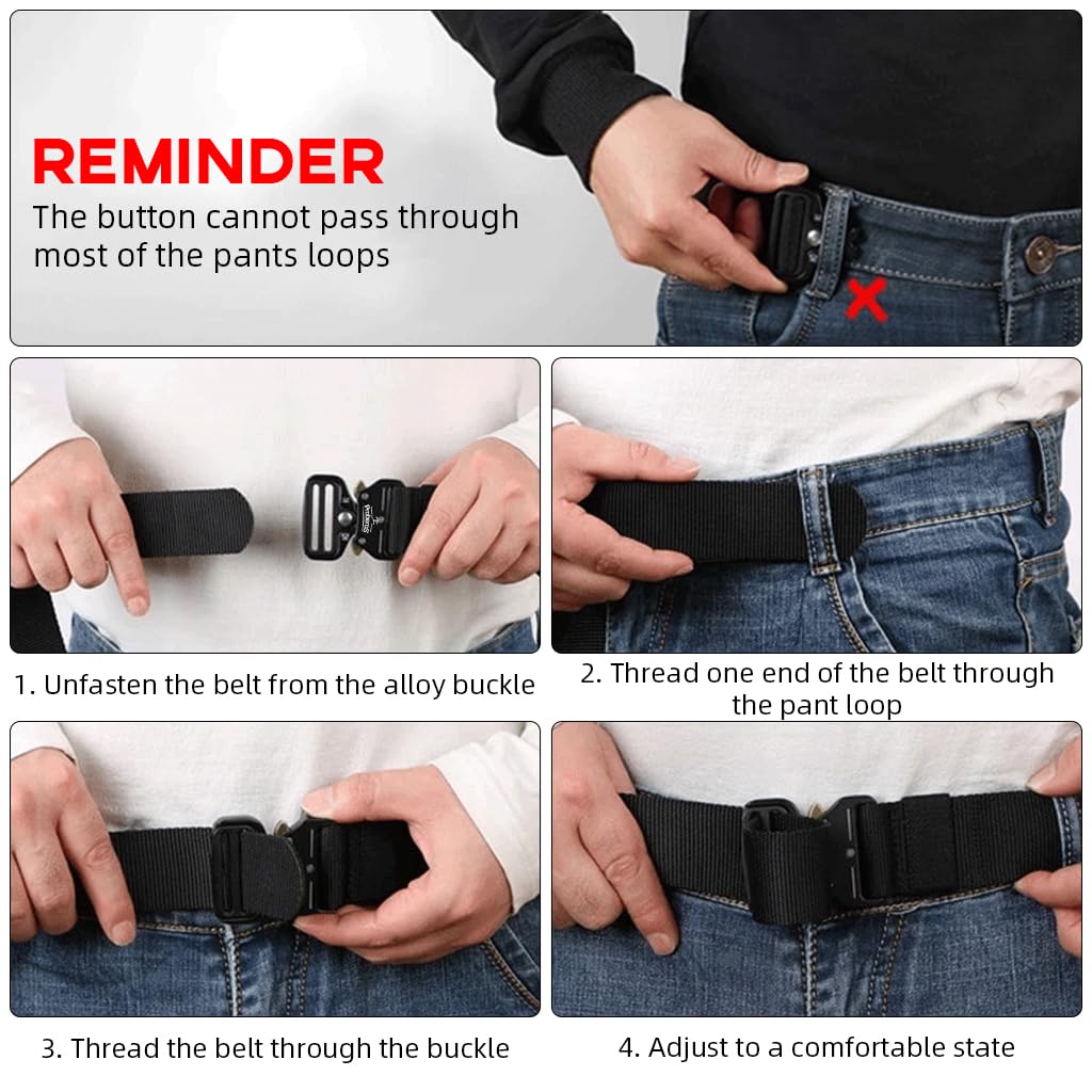Proberos Tactical Belt for Men featuring Quick Release Metal Buckle and 125cm Nylon Strap