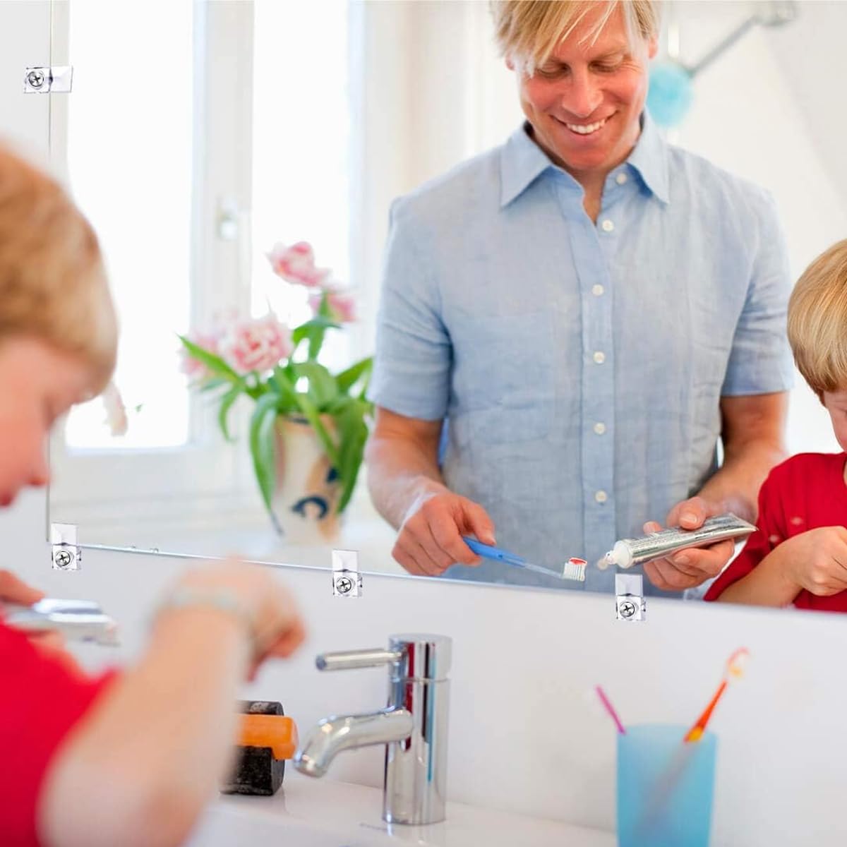 HASTHIP Mirror Holder Clips Kit for Wall Mounting with Screw Fixed Design Clear Plastic 20 Pack