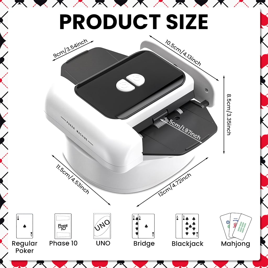 ZIBUYU Automatic Card Shuffler for 2 Decks with Auto-Off & Manual Stop | USB Rechargeable