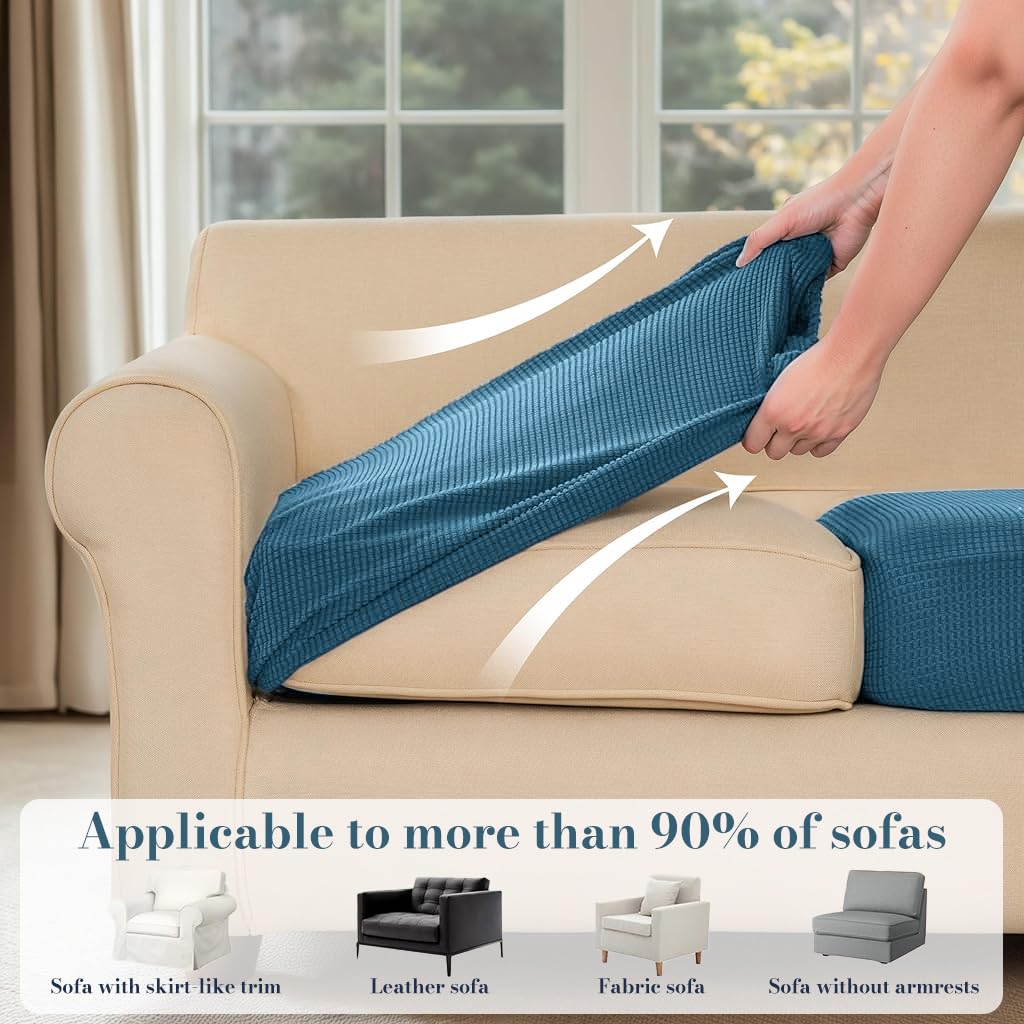 HASTHIP Sofa Seat Cushion Slipcover for Meditation and Prayer Mats featuring Stretchy Slip On Fit 50–70cm Blue