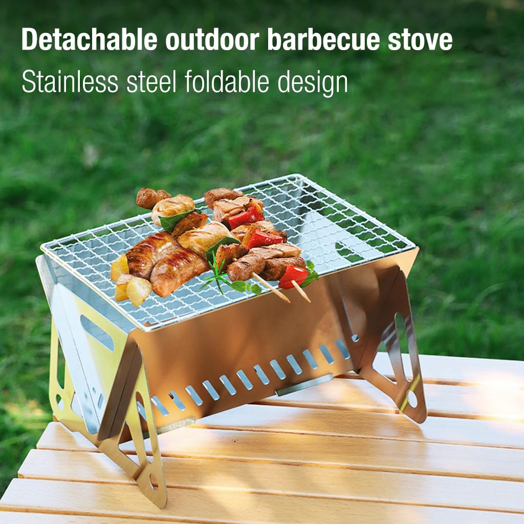 Optifit Camping BBQ Stove for Outdoor Grilling with Optimal Airflow Design | 21x16x13cm Stainless Steel