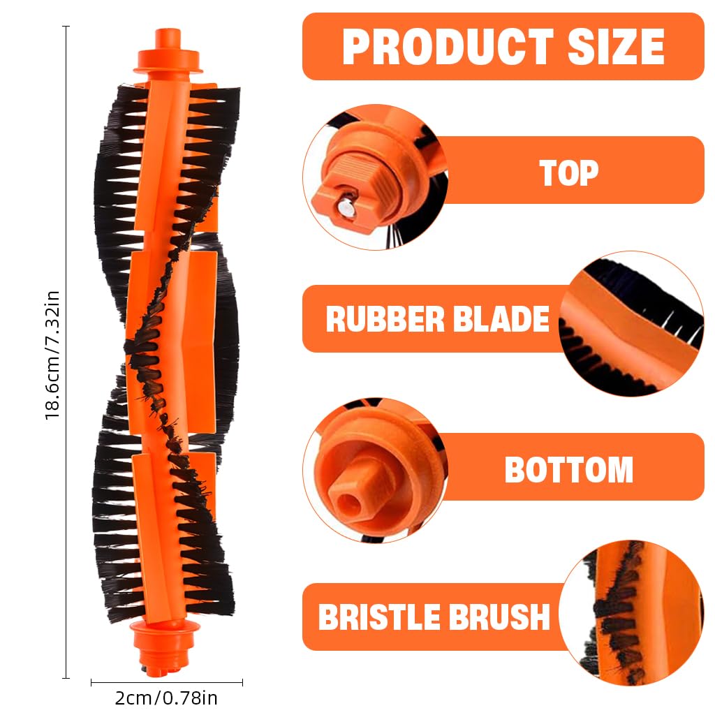HASTHIP® Compatible with Mi Robot Vacuum Mop-P, Main Brush Replacement Vacuum Cleaner Main Brush for  Mop-P, with Narrow Cleaning Brush for Main Brush.