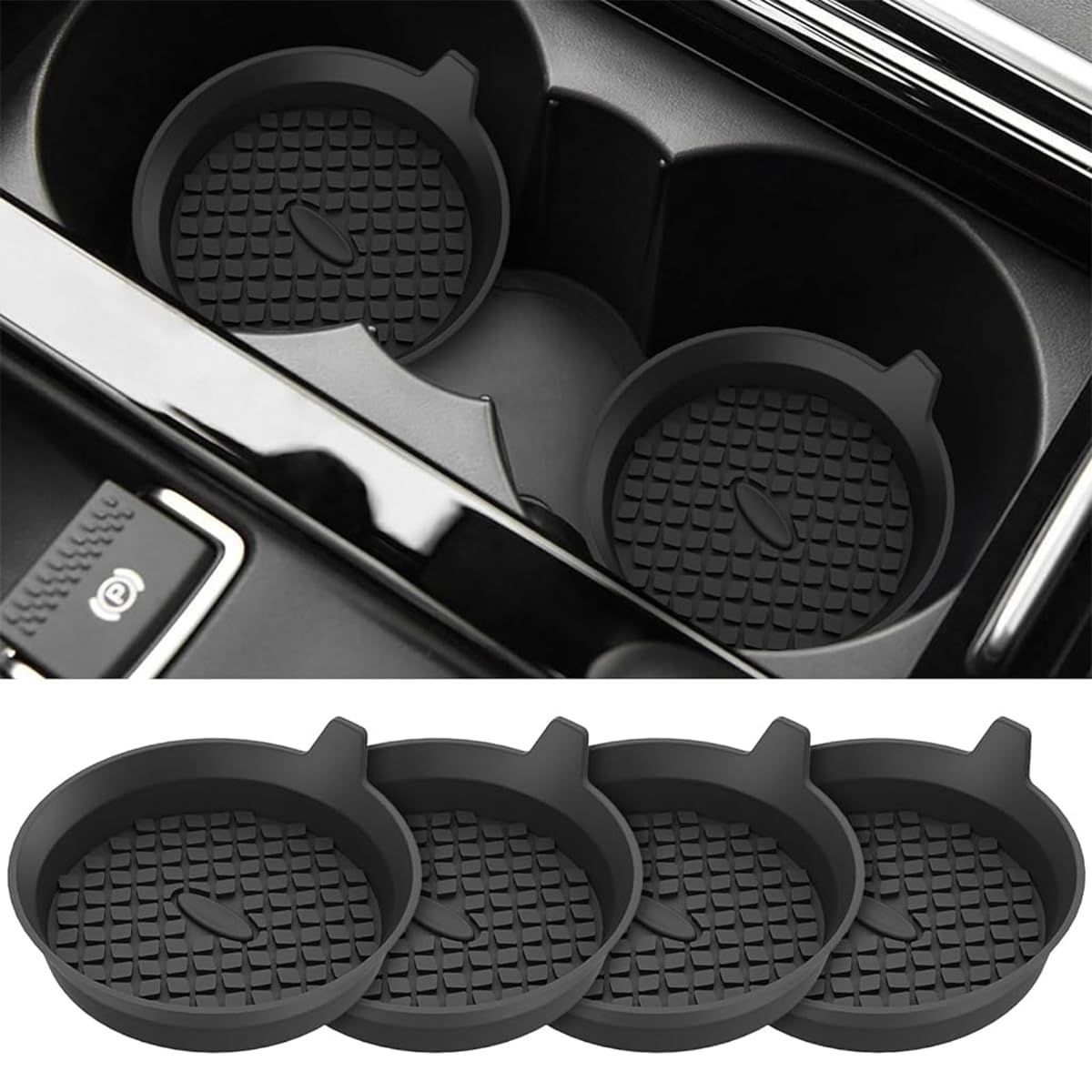 STHIRA Car Coasters for Cup Holders with Non Slip Recessed Design | 4Pcs Silicone Set