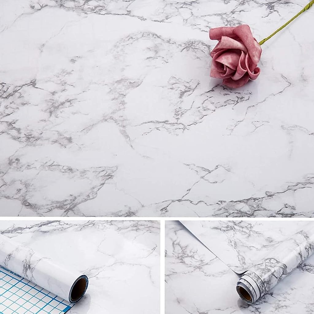 ELEPHANTBOAT® 60 cm X 300 cm Marble Wallpaper Granite Paper for Old Furniture, Self Adhesive Granite Gray Self Adhesive Decorative Vinyl Film