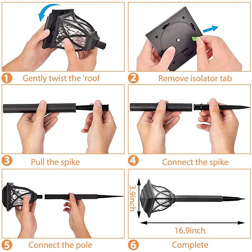 ELEPHANTBOAT Solar Path Lights for Garden and Patio with IP44 Waterproof Design | 6 Pcs Warm White LED Outdoor Lighting