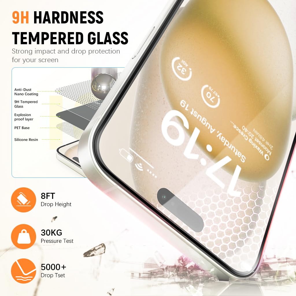 ZEITEL Tempered Glass Screen Guards for iPhone 16 Pro with 9H Hardness & Installation Frame | Full Coverage and Camera Lens Protection